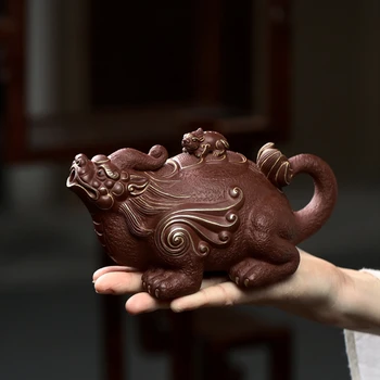 Vijolična Gline Yixing Čajnik Ročno Grelnik Vode Rude Resnično Zisha Teaware Pošlji Darilo Polje