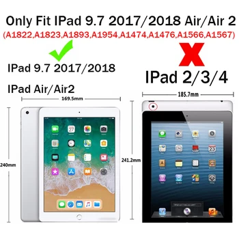 Moda za Tiskanje Primeru Za Apple New iPad z 9.7 2017 2018 A1822 Kritje Funda Ohišje Za IPad Zraka 1 2 9.7 Palčni PU Usnje Stojalo Capa Lupini