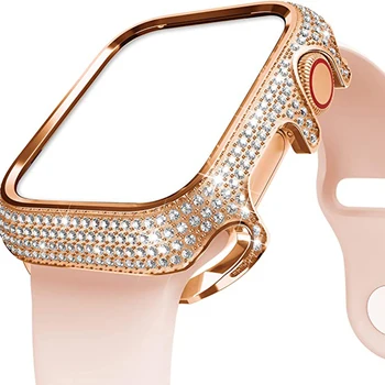 Ženske Luksuzni Diamond Cover Za Apple ura SE Series 6 5 4 3 38 mm 42mm 40 mm 44 Primeru Diamond Zajema z Drill Zaščitnik Lupini