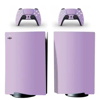 Čista Vijolična Barva PS5 Standard Disk Edition Kože Nalepke, Nalepke za PlayStation 5 Konzolo in Krmilnik PS5 Kože Nalepke Vinyl