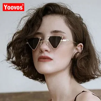 Yoovos Letnik Punk sončna Očala Ženske Trikotnik Oculos Nova Očala Openwork Kovinski Okvir Nova Modna sončna Očala Moških Okulary UV400
