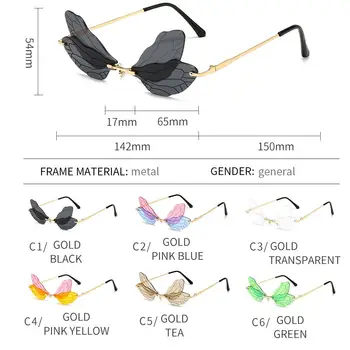 LongKeeper Moda Rimless Sončna Očala Ženske Letnik Dragonfly Steampunk Sončna Očala Moških Gradient Objektiv Odtenki Oculos De Sol