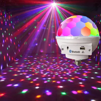 RGB LED Disco Krogla Zvok Stranka Luči Brezžična tehnologija Bluetooth Glasbena Lučka Z Zvočnik Disco luči za dom E27 9 barve