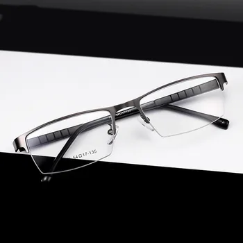 Prevelik Moški Ženske Pravokotne Pol Platišča Očala Kovinski Recept Očala Okvir Za Optične Leče Kratkovidnost Presbyopia