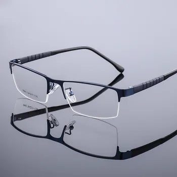 Prevelik Moški Ženske Pravokotne Pol Platišča Očala Kovinski Recept Očala Okvir Za Optične Leče Kratkovidnost Presbyopia
