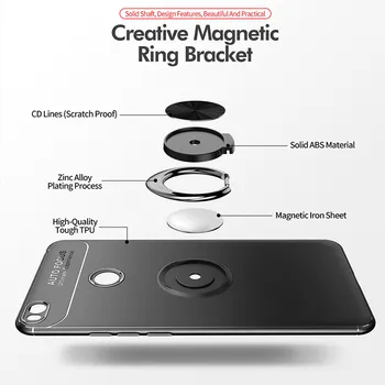Telefon Primerih Za Xiaomi Mi Max 2 Magnetni Obroč Avto Nosilec stojalo 360 Silikonski Shockproof Hrbtni Pokrovček Za Xiao Mi Max 2 odbijača Primeru