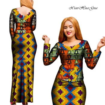 2 Kos Krilo in Top Set Afriška Oblačila za Ženske Afriške Cvjetnim Tiskanja Dolg Rokav Bluzo in Dolgo Krilo Ankara Obleko WY8008