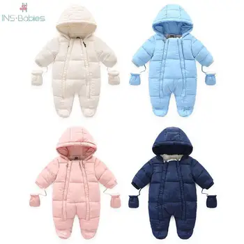 Pozimi Baby Girl Obleke Novorojenčka Bombaž, Oblazinjeni jumpsuit Zgosti Plezanje Romper za fante sneg nositi Otroka Kostum Outwear coats
