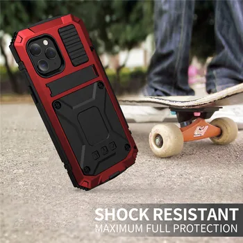 Težka Varstvo Shockproof Oklep Odbijača Primeru Telefon Za iPhone 11 12 Max Pro Mini XS Max XR Oporo Kovinski 360 Polno Kritje