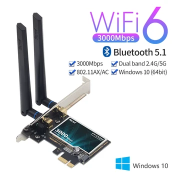 3000Mbps Wifi 6 Brezžični AX200 Namizje PCIe Wifi Adapter Bluetooth 5.1 802.11 ax Dual Band 2,4 G/5GHz PCI Express Omrežna Kartica