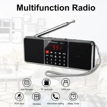 RETEKESS TR602 Digitalni Prenosni AM, FM-Radio, Bluetooth Zvočnik Stereo AUX, MP3 Predvajalnik TF/SD, Sleep Timer Disk USB LED Zaslon