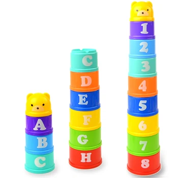 8PCS Izobraževalne Otroške Igrače 6Month+ Številke Črke Foldind Kup Pokal Stolp Otroci Zgodaj Inteligence WJ487