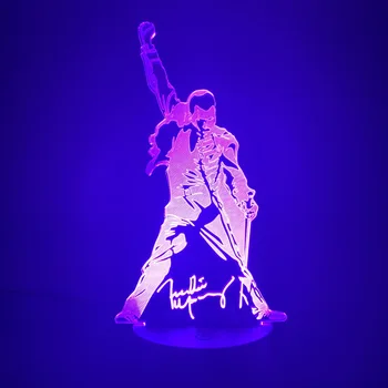 3D Lučka Queen Freddie Mercury Slika LED Night Light Touch Senzor Baby Otroci Nočna za Urad Soba Dekorativne Svetilke 3D Darilo