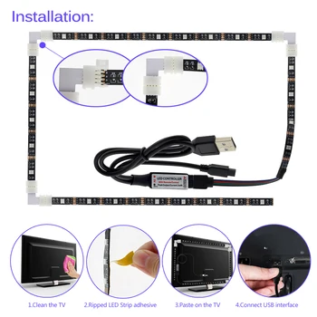RGB LED Trakovi USB SMD 5050 DIY Prilagodljivo LED Luči 5 2m 3m 5m LED Trak RGB Zamenljiva TV Zaslon Namizja Osvetlitev Diode Trak