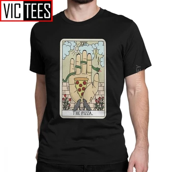 Pizza Branje T-Shirt za Moške Tarot kart Mistično Luna Zvezde Super Bombaž Tshirt Tiskanje Oblačila