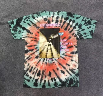 2020 Novo Travis Scott Festival Teči Tie Dye Astroworld Tee Moški Pene tiskanje Ulične T Shirt Fantje Dekleta t shirt