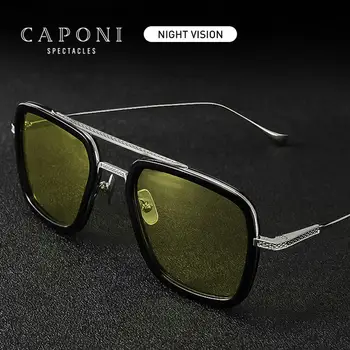 CAPONI Night Vision Tony Stark Očala za Sonce Rumeno Objektiv Vožnje Odtenkov Za Moški 2020 Nove UV Zaščito Oči, sončna Očala Moških BSYS6618