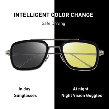 CAPONI Night Vision Tony Stark Očala za Sonce Rumeno Objektiv Vožnje Odtenkov Za Moški 2020 Nove UV Zaščito Oči, sončna Očala Moških BSYS6618