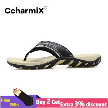 CcharmiX 2020 Poletje Moški Modni Čevlji Mens Flip Flops Trendy Anti-slip Usnja Moške Priložnostne Čevlji Klasična Masaža Plaži Copate