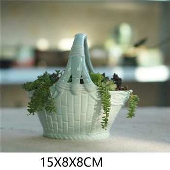 Nove Ustvarjalne Sočna Rastlin Pot Celadon Cvetna Košarica Pot Swan Porcelana Pot Zakka Dekoracijo Doma Ne Vsebuje Rastlin