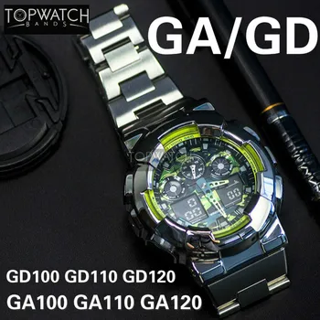 Srebrna Zlata PVD Kovinski GA100 GA110 GA120 GD100 GD110 GD120 Rezilo iz Nerjavnega Jekla Primeru Rdeče Watch Pasu Trak Zamenjava Del Set