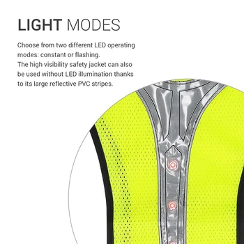LED Teče Telovnik Prostem Varnost Tek Nastavljiv Dihanje Prepoznavnost Reflektivni LED Varnostni Jopič Luči Odsevnimi Trakovi