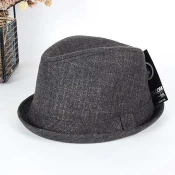 Moški 3,5 cm mala robna jazz klobuk High-end kakovosti, bombaž in lan fedora klobuki moške Poletne plaže priložnostne sonce skp 56-58 cm