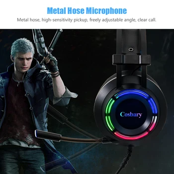 Cosbary Gaming slušalke z Mikrofonom USB Žične Slušalke 7.1 Surround Zvok Igre Slušalke za PC PS4 Xbox Eno
