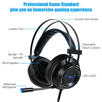 Cosbary Gaming slušalke z Mikrofonom USB Žične Slušalke 7.1 Surround Zvok Igre Slušalke za PC PS4 Xbox Eno