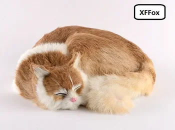 Big resničnem življenju spalna mačka model plastike&krzno, krzneni izdelki srčkan rumeno mačka lutka darilo o 29x31x10cm xf1422