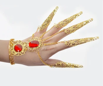 Zlati Ples Trebuh Prst Določa Indijski Ples Diamond Zlato Dolge Prste Ples Trebuh Pribor Bellydance Nakit Zapestnica