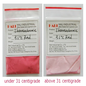 Thermochromic v prahu,vroče aktivno pigment toplotno občutljivih pigment,barva:rdeča,vključite temperatura:16C,22C,31C,45C,60C,1 lota=10g.