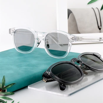 Moda Acetat Polarizirana sončna Očala Moški Ženske Retro Kvadratnih Black Pregledno Vožnjo sončna Očala z UV400 Zaščitne Leče