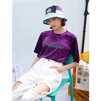 Toyouth Ženske T-Shirt Pomlad Moda Pismo Natisnjeno, Bling Bling Kratek Rokav Nov Prihod Žensk O-Izrez Srajce