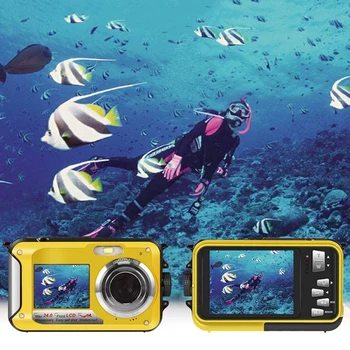 Vodoodporni Digitalni Fotoaparat ločljivosti 1080P HD 2.4 MP Dvojina-zaslon Podvodni DV Diktafon 24 Milijona slikovnih Pik Podporo 32GB TF Kartice Fotoaparata