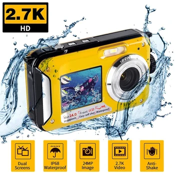 Vodoodporni Digitalni Fotoaparat ločljivosti 1080P HD 2.4 MP Dvojina-zaslon Podvodni DV Diktafon 24 Milijona slikovnih Pik Podporo 32GB TF Kartice Fotoaparata