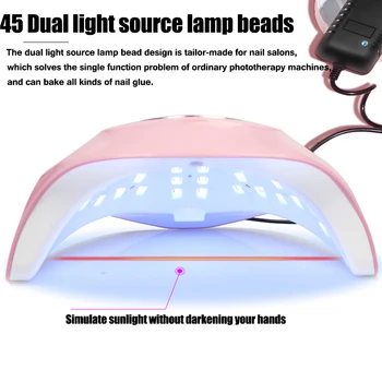 180/120/54W Pro UV-LED Lučka za Nohte Lak za Lase 45 Kos Led Za Vse Geli za nohte sončne Svetlobe Ir Senzorjev Lučka Za Manikuro