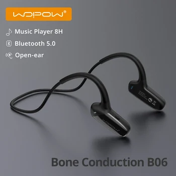 WOPOW Kostne Prevodnosti Slušalke Bluetooth Brezžične Slušalke z Mikrofonom HD Stereo Zvok 8 Ur Pripravljenosti Nepremočljiva Športne Slušalke