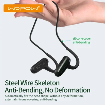 WOPOW Kostne Prevodnosti Slušalke Bluetooth Brezžične Slušalke z Mikrofonom HD Stereo Zvok 8 Ur Pripravljenosti Nepremočljiva Športne Slušalke