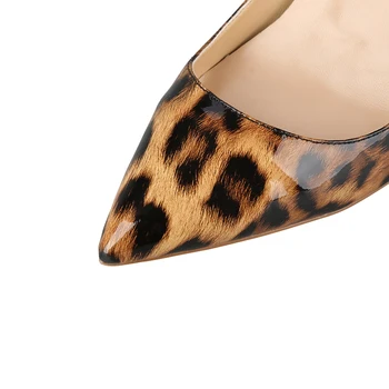 Seksi Leopard Lakastega Usnja Ženske v Visokih Petah Ovčje kože Vložki 8 cm 10 cm 12 cm Stranka Obleko čevlji