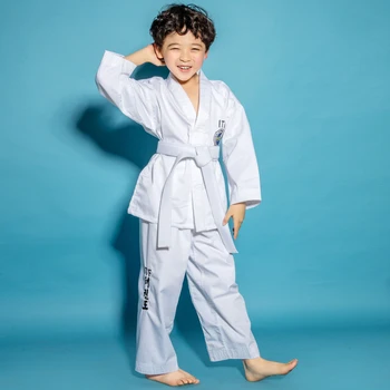 Poklic ITF Taekwondo Enotno Belo Strokovno Taekwondo Dobok Lepe Vezenine Taekwondo obleka za Otroke, Odrasle