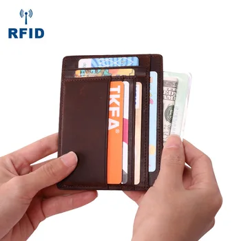RFID Varstvo Resnično pravo Usnje Kreditna Banka Kartico Primeru Imetnik Zadrgo Kovanec Torbici Multi-funkcijo Moških Torbica Visoke Kakovosti