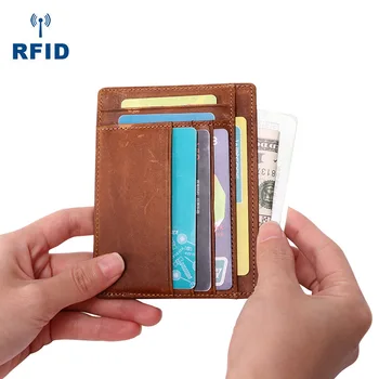 RFID Varstvo Resnično pravo Usnje Kreditna Banka Kartico Primeru Imetnik Zadrgo Kovanec Torbici Multi-funkcijo Moških Torbica Visoke Kakovosti