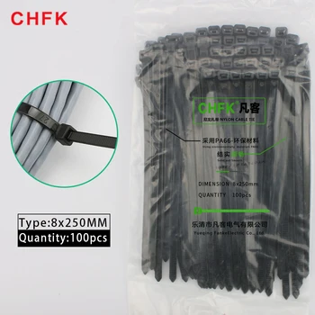 Plastika Širina 7.6 mm Najlon vezicami samozapiralni Žice Zip Black tie
