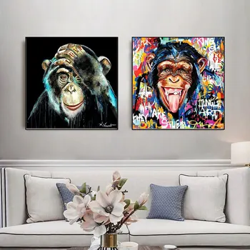 Povzetek Platno Slikarstvo Smešno Opica Gorilla Živali Slike Dekor Slikarstvo, Oljno Slikarstvo Plakat Sodobnih Stenskih Slikah Doma