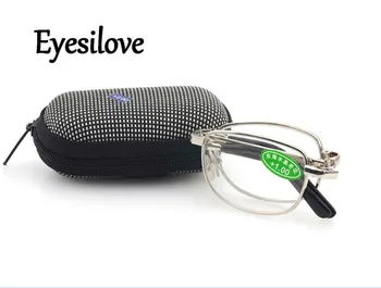 Eyesilove kovinskih zložljivih obravnavi očala kristalno očala leče branje očala leče moči od +1.00 do +4.00 z EVA primeru