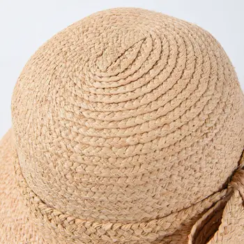 USPOP 2019 Nove Ženske Sonce klobuki moda lok slamnati klobuki naravnih rafija, slame sonce klobuki letnik povešene široko roba plaži klobuk