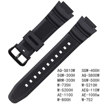 18mm Črn Silikonski Trak za Casio AE-1000w AQ-S810W SGW-400H SGW-300H Gume Watchband Pin Sponke Traku Watch Zapestja