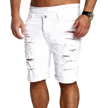 Moške Jeans Hlače Cool Chino Moda Barva Luknjo Hlače vzletno-pristajalne Steze kratke moške jeans hlače homme Sportwear Ulične Plus Velikost