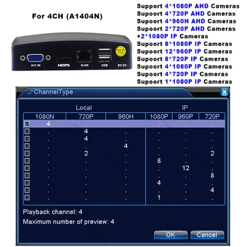 Klečeplazen Najnovejši Mini 4CH CCTV DVR NVR AHD 1080N 5 v 1 Hibridni XVR za AHD Analogni IP TVI CVI Fotoaparat Podpora eSATA/TF/USB Shranjevanje varnostne Kopije